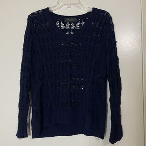 RAG & BONE navy blue crochet distressed oversized jumper sweater Small